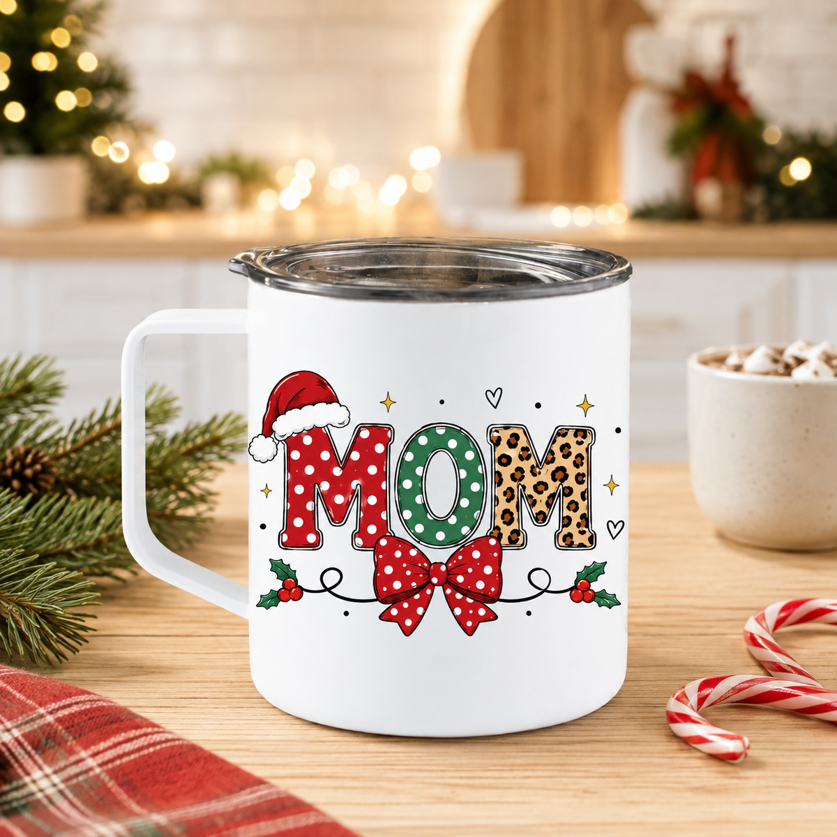 Personalized Mama Christmas Mug with Kids’ Names – 12 oz Camper Mug