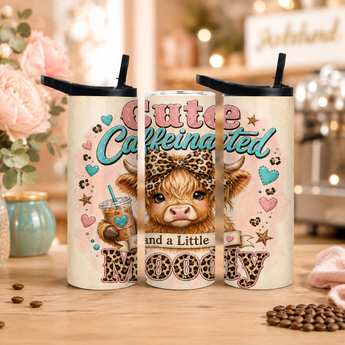 Highland Cow 20 oz Duo Lid Tumbler | Cute Caffeinated