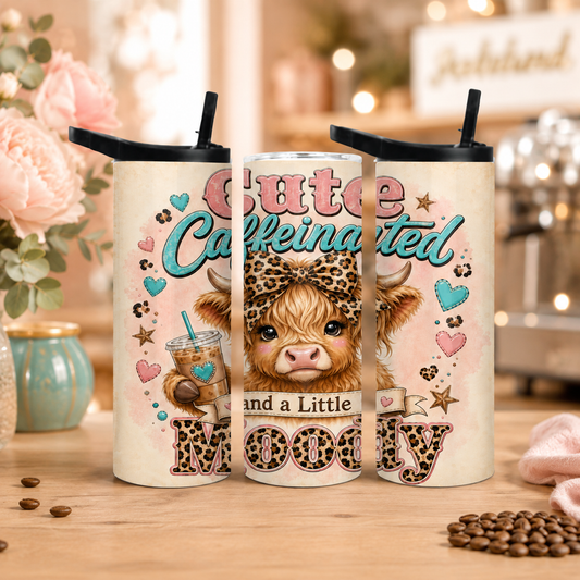 Highland Cow 20 oz Duo Lid Tumbler | Cute Caffeinated