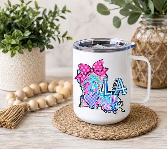 Louisiana 12oz Camper Mug – Colorful LA State Coffee Cup, Louisiana Gift for Her