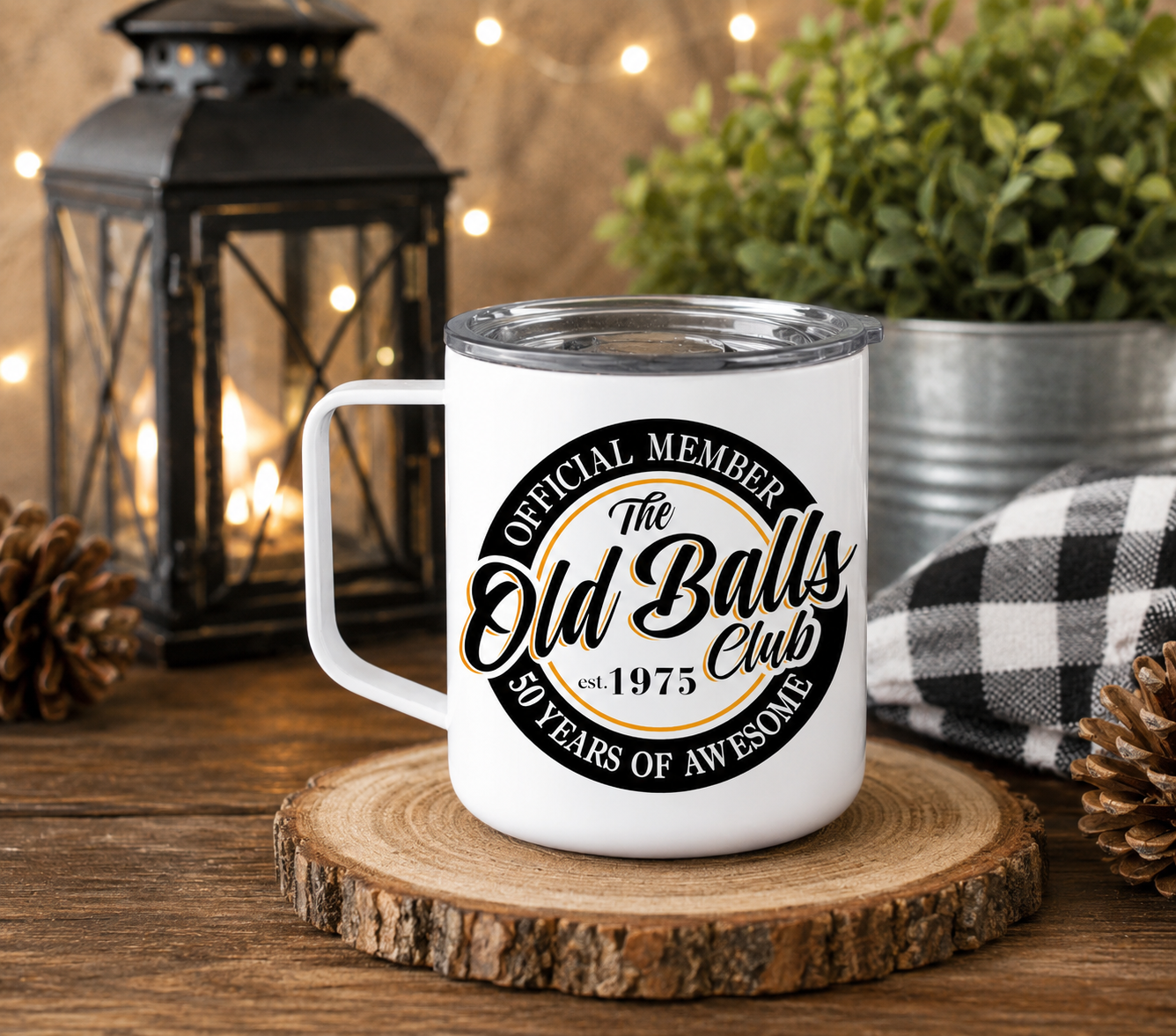 50th Birthday Old Balls Club 12oz Camper Mug – Funny 50th Birthday Gift for Him