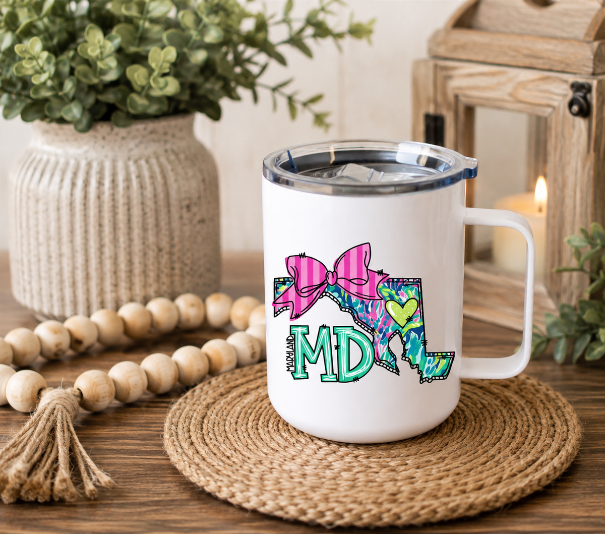 Maryland 12oz Camper Mug – Colorful MD State Coffee Cup, Maryland Gift for Her