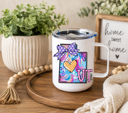 Utah 12oz Camper Mug – Colorful UT State Coffee Cup, Utah Gift for Her, Home State Mug