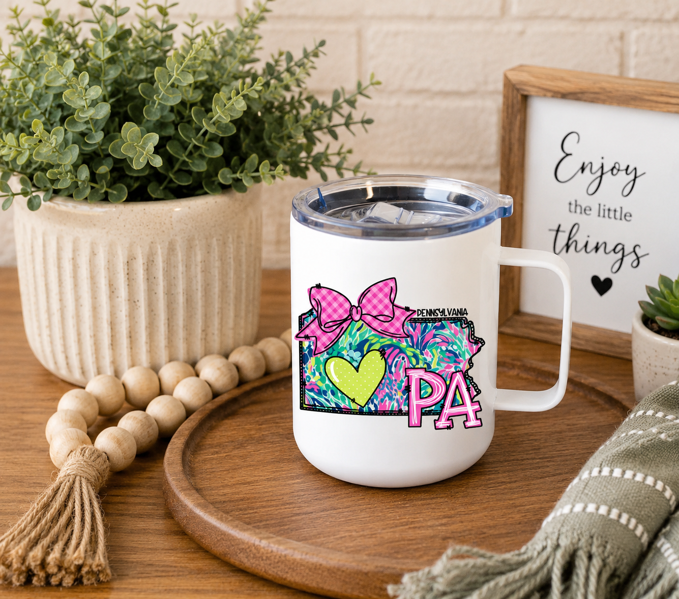 Pennsylvania 12oz Camper Mug – Colorful PA State Coffee Mug, Pennsylvania Gift for Her, Home State Cup