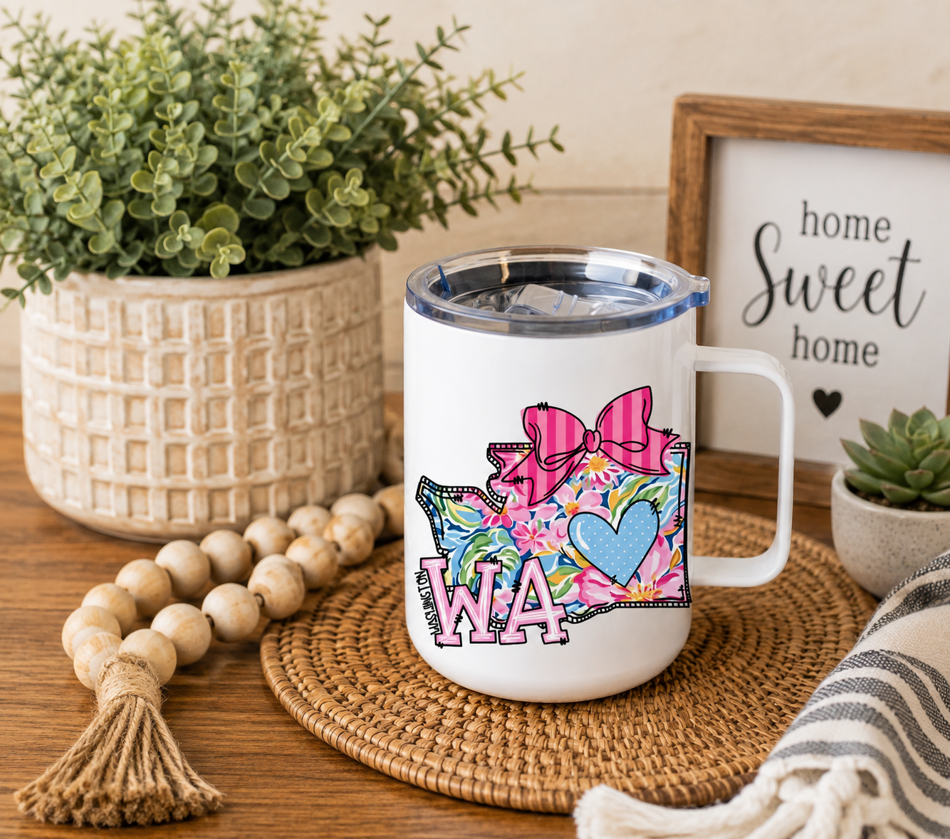 Washington State 12oz Camper Mug – Colorful WA Coffee Mug, Washington Gift for Her, Home State Cup