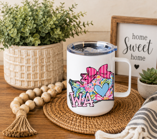 Washington State 12oz Camper Mug – Colorful WA Coffee Mug, Washington Gift for Her, Home State Cup