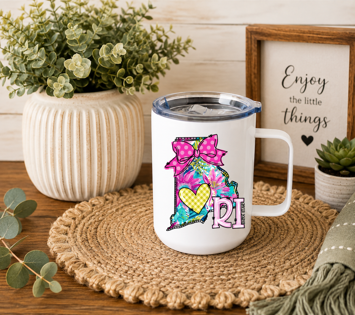 Rhode Island 12oz Camper Mug, Colorful RI State Coffee Mug, Rhode Island Gift for Her, Home State Mug
