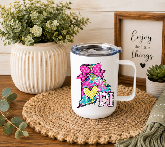 Rhode Island 12oz Camper Mug, Colorful RI State Coffee Mug, Rhode Island Gift for Her, Home State Mug