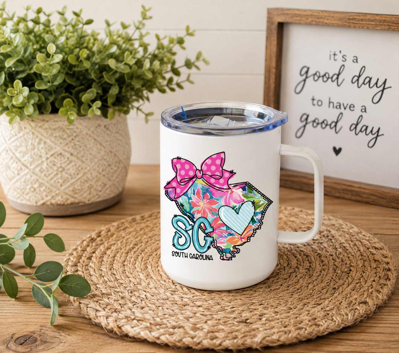 South Carolina 12oz Camper Mug, Colorful SC State Coffee Mug, South Carolina Gift for Her, Home State Mug