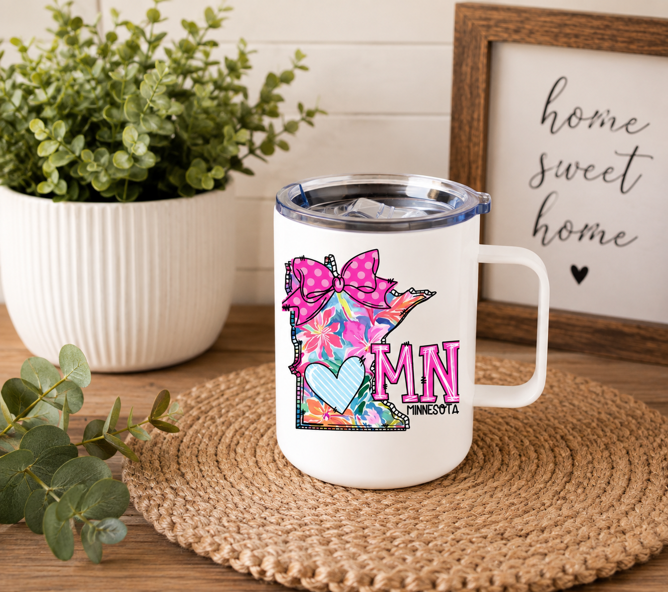 Minnesota 12oz Camper Mug, Colorful MN State Coffee Mug, Minnesota Gift for Her, Home State Mug