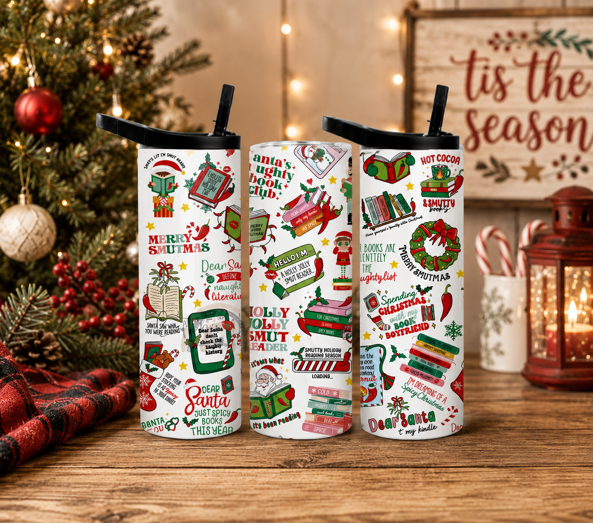 Merry Smutmas 20 oz Duo Lid Tumbler | Funny Book Lover Christmas Gift
