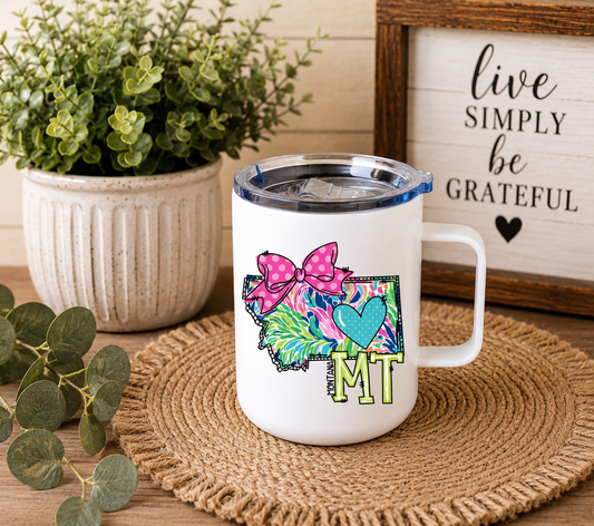 Montana 12oz Camper Mug, Colorful MT State Coffee Mug, Montana Gift for Her, Home State Mug