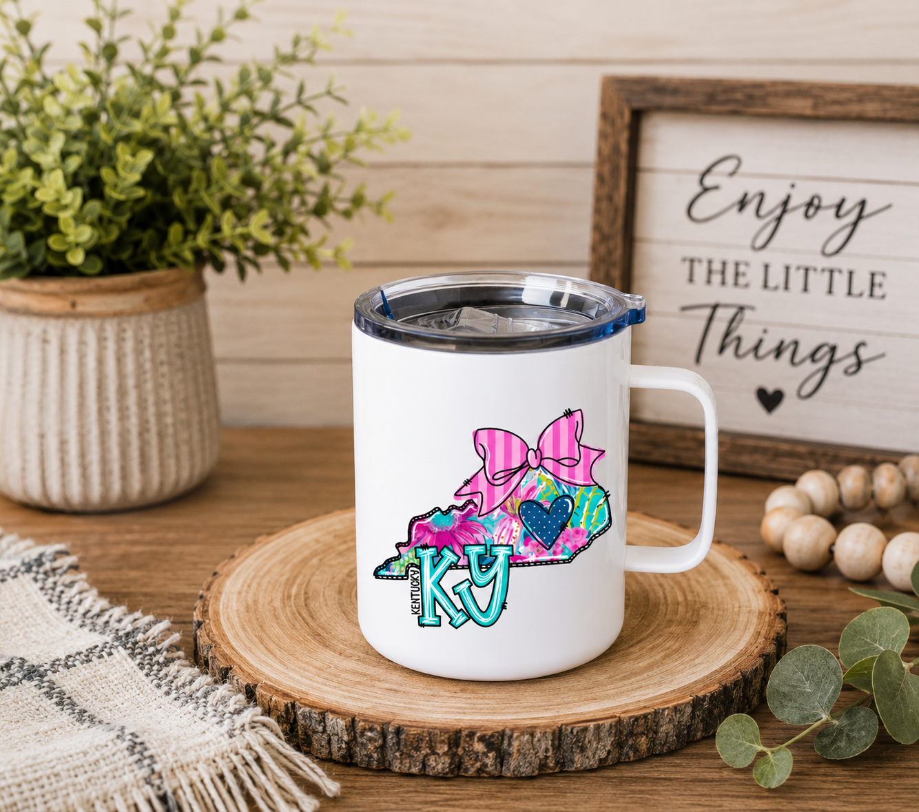 Kentucky 12oz Camper Mug, Colorful KY State Coffee Mug, Kentucky Gift for Her, Home State Mug