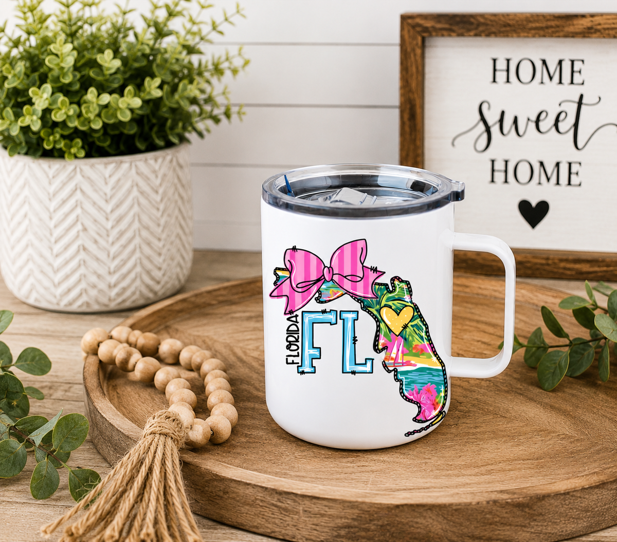 Florida 12oz Camper Mug, Colorful FL State Coffee Mug, Florida Gift for Her, Sunshine State Mug