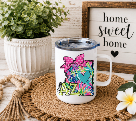 Arizona 12oz Camper Mug, Colorful AZ State Coffee Mug, Arizona Gift for Her, Home State Mug