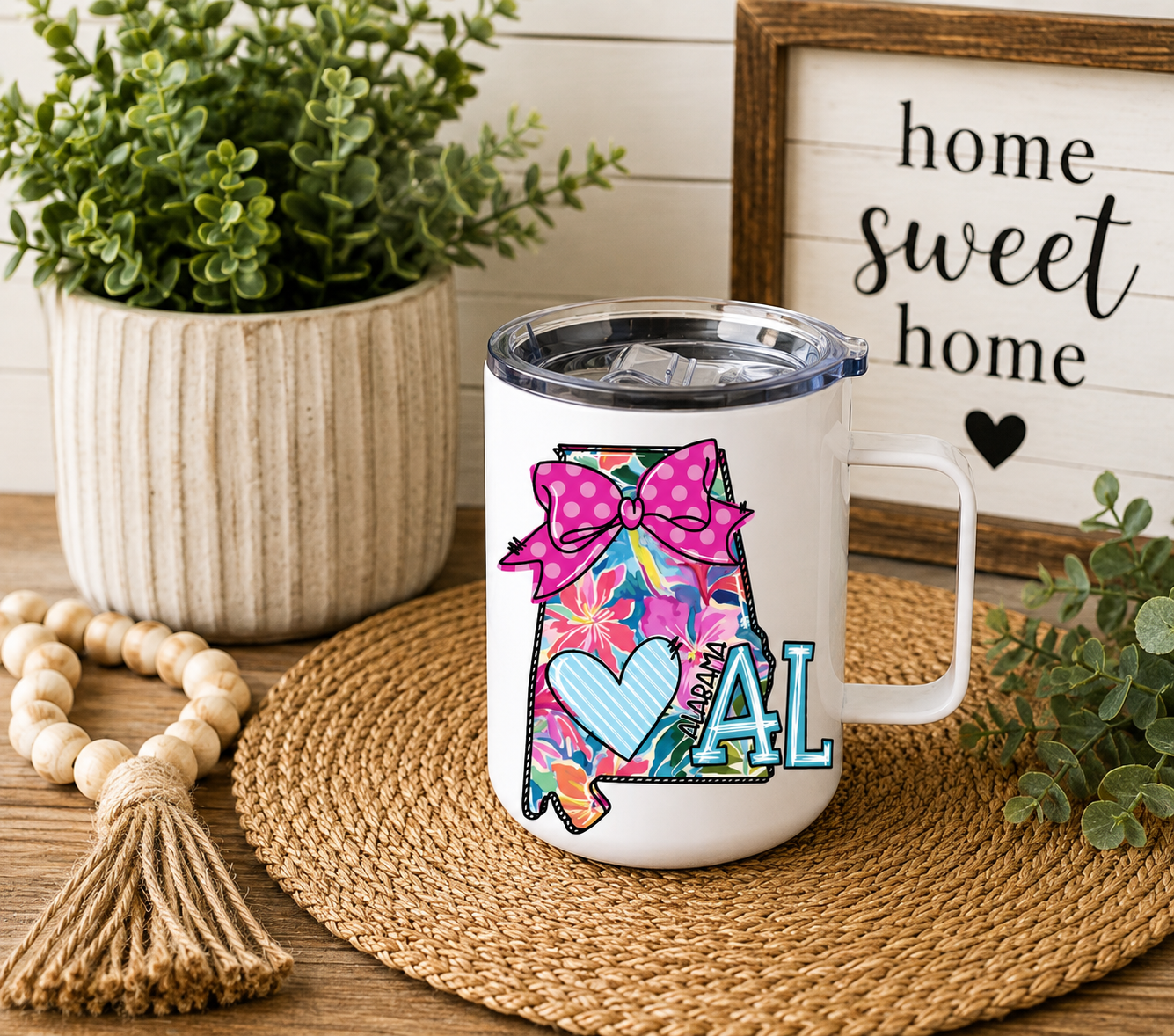 Alabama 12oz Camper Mug, Colorful AL State Coffee Mug, Alabama Gift for Her, Home State Mug