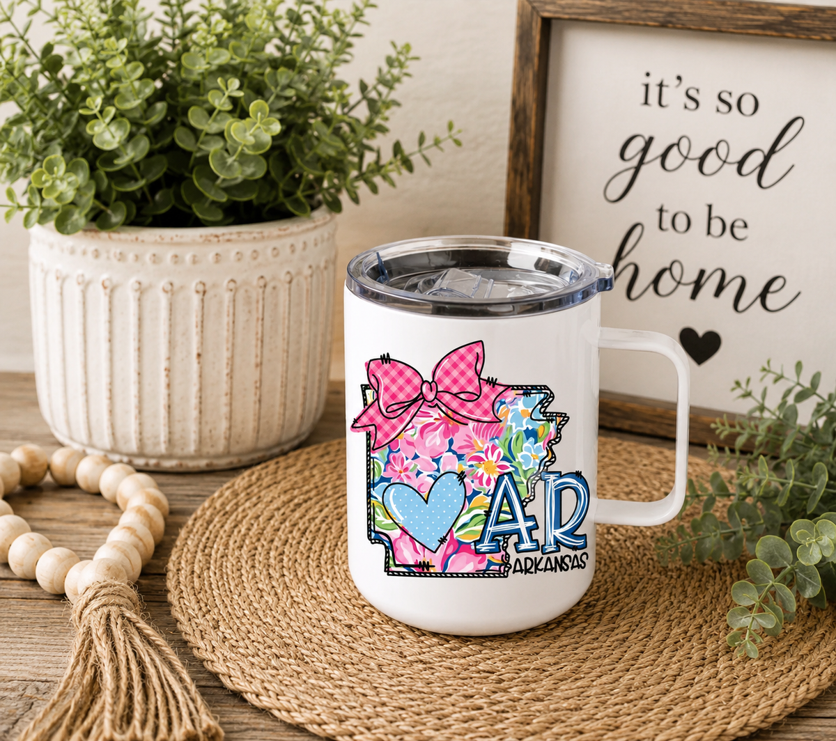 Arkansas 12oz Camper Mug, Colorful AR State Coffee Mug, Arkansas Gift for Her, Home State Mug