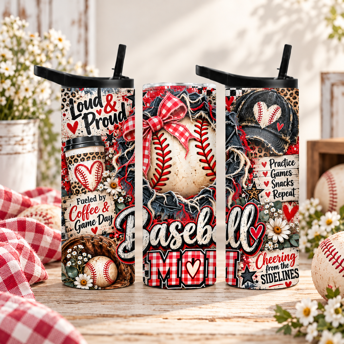 Baseball Mom 20oz Duo Lid Tumbler | Leopard Print Game Day Cup