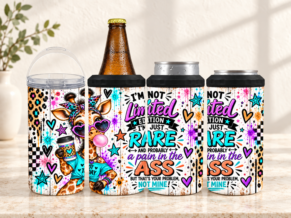Funny Giraffe 4-in-1 Can Cooler | “I’m Not Limited Edition, I’m Just Rare”