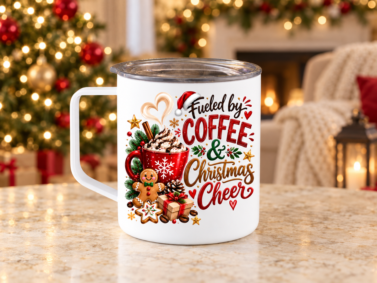 Fueled by Coffee & Christmas Cheer 12oz Camper Mug