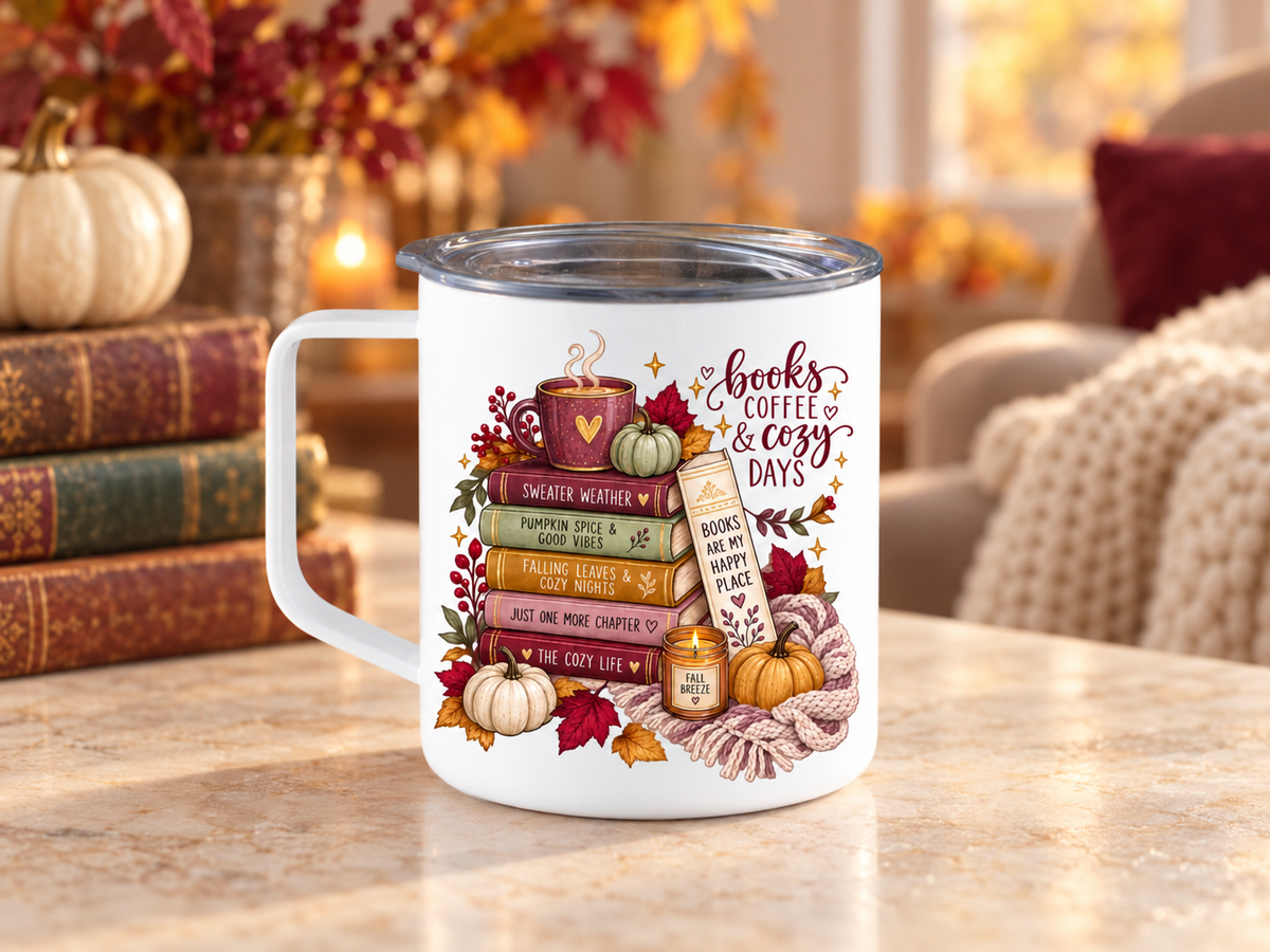 Books Coffee & Cozy Days 12oz Fall Camper Mug