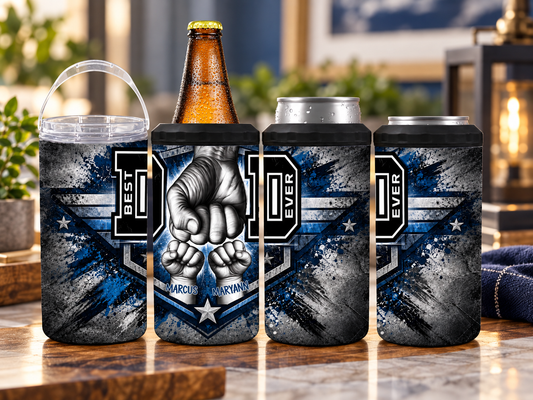 Personalized Best Dad Ever 4-in-1 Can Cooler | Custom Father’s Day Gift