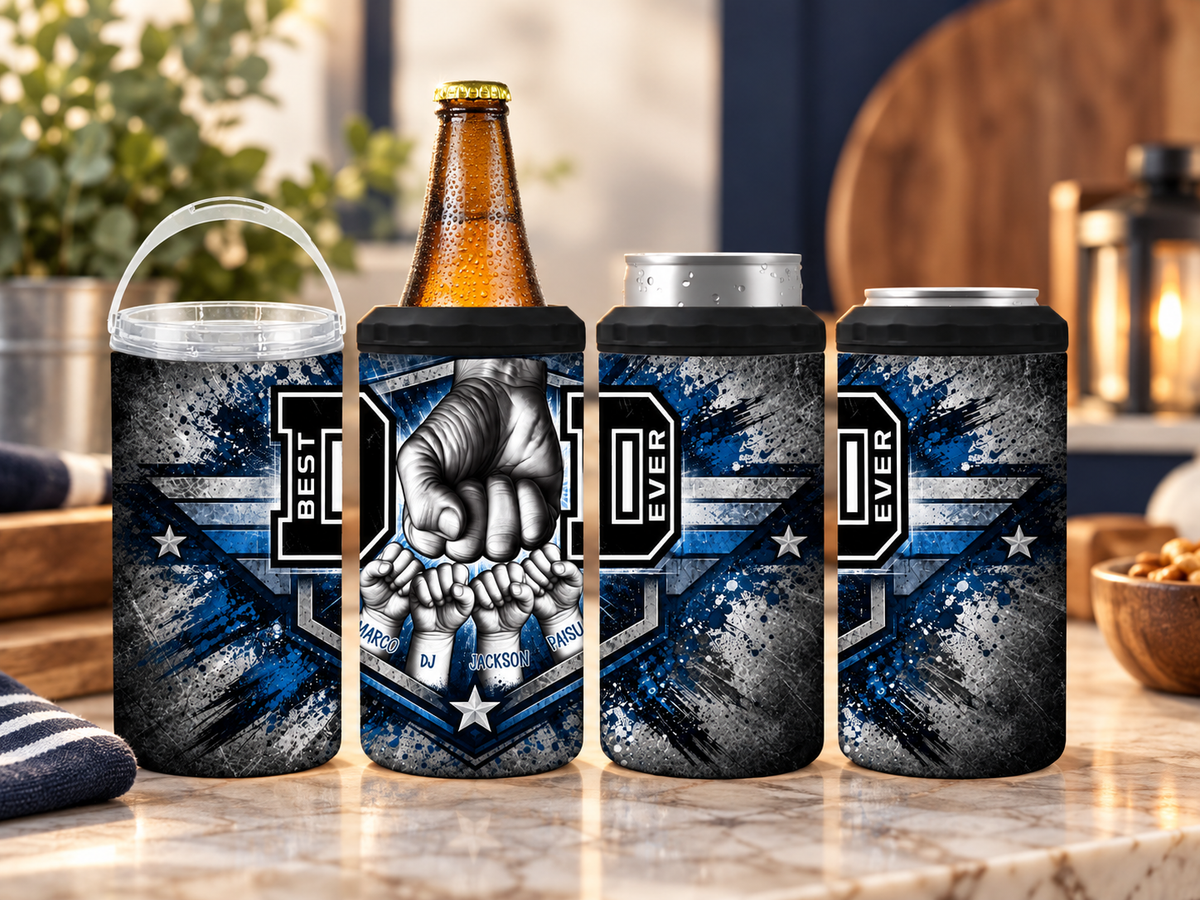Personalized Best Dad Ever 4-in-1 Can Cooler | Custom Father’s Day Gift