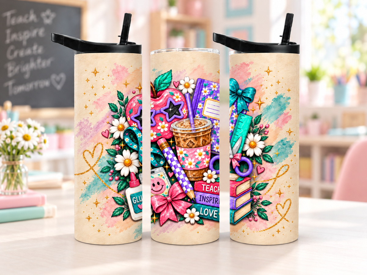 Colorful Teacher 20 oz Duo Lid Tumbler | Teacher Appreciation Gift