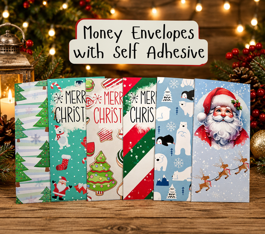 Christmas Money Envelopes, Self Adhesive Cash Gift Envelope, Holiday Money Holder for Kids, Teens & Adults