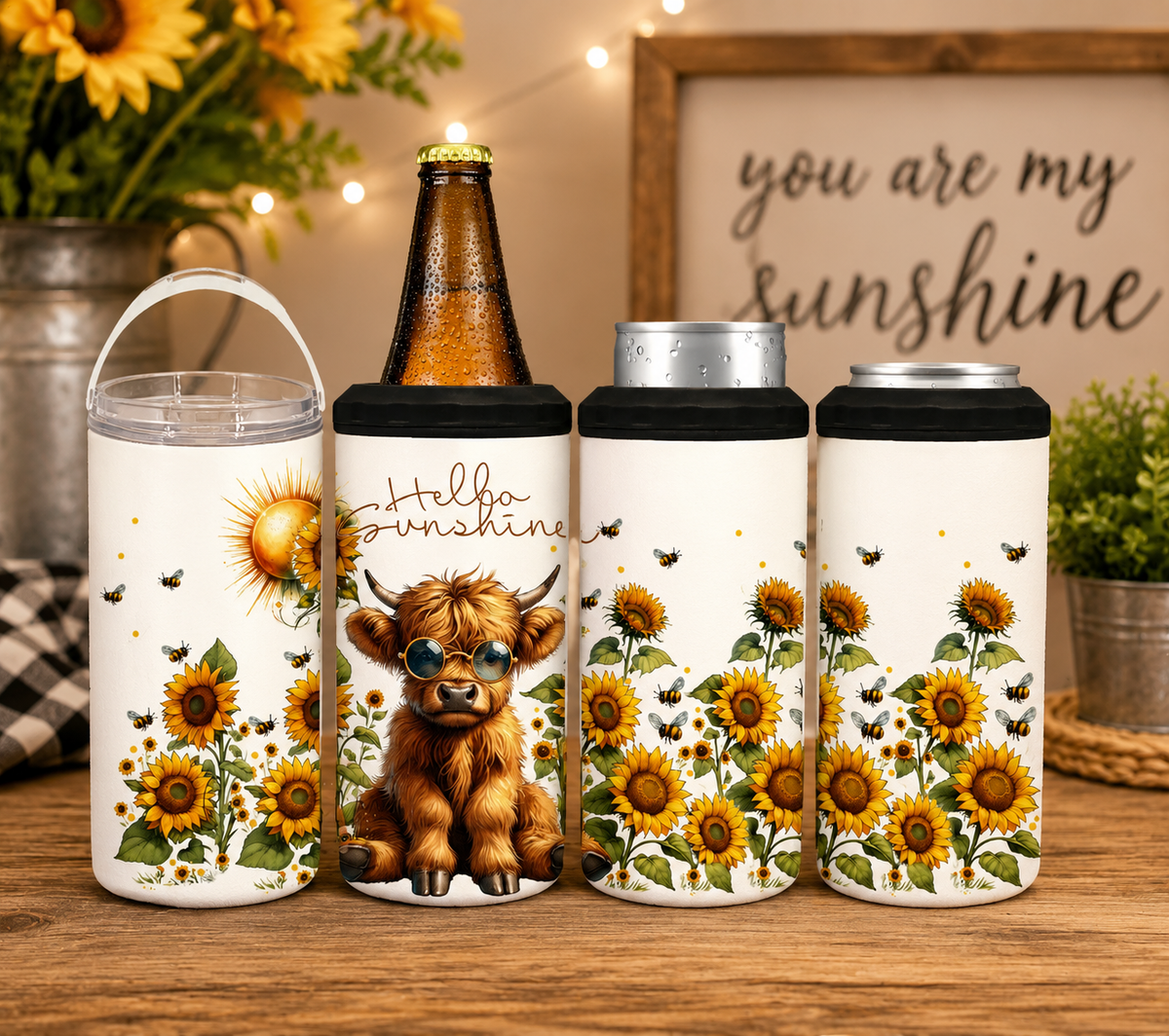 Hello Sunshine Baby Cow Can Cooler