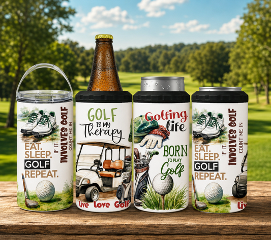 Golf 4-in-1 Can Cooler, Golfing Life Insulated Drink Holder, Golfer Gift for Men & Women, 16oz Tumbler