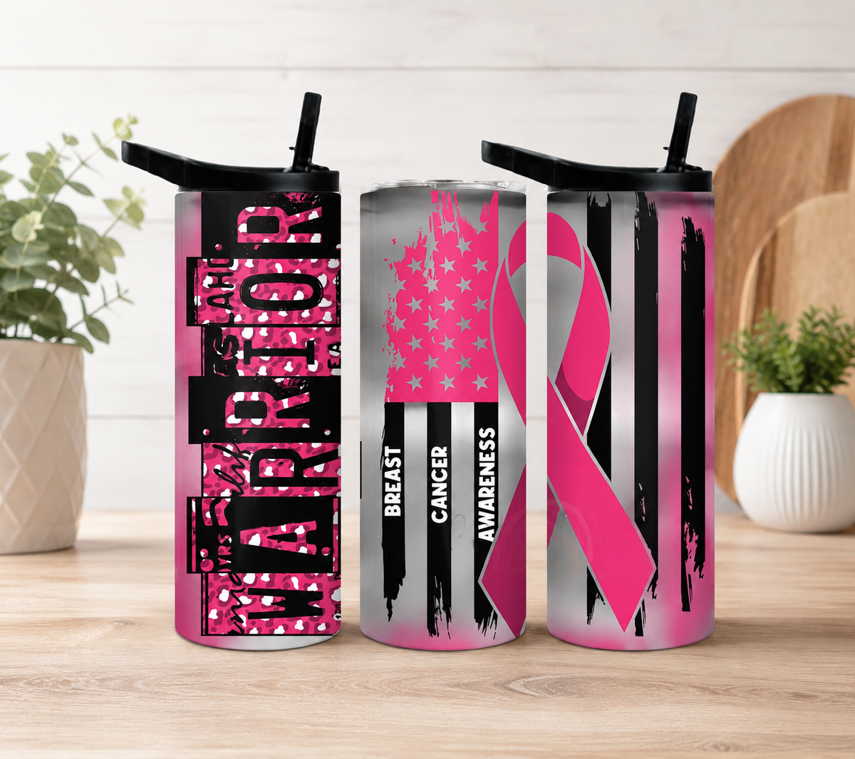 Breast Cancer Awareness 20oz Tumbler, Pink Ribbon Warrior Cup, Breast Cancer Survivor & Support Gift