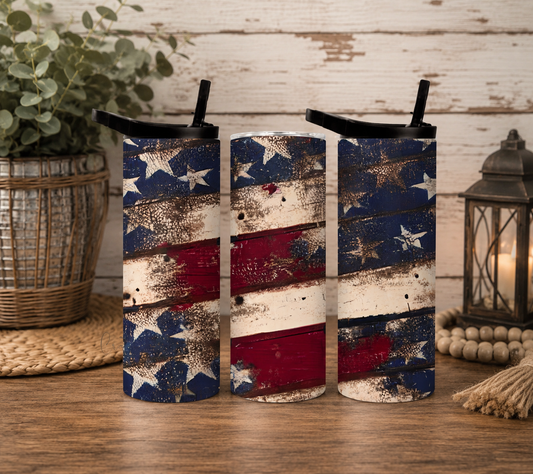 Distressed American Flag Tumbler