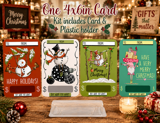 Christmas Money Card Holder Kit, 4x6 Holiday Cash Gift Card, Plastic Money Holder ,Stocking Stuffer