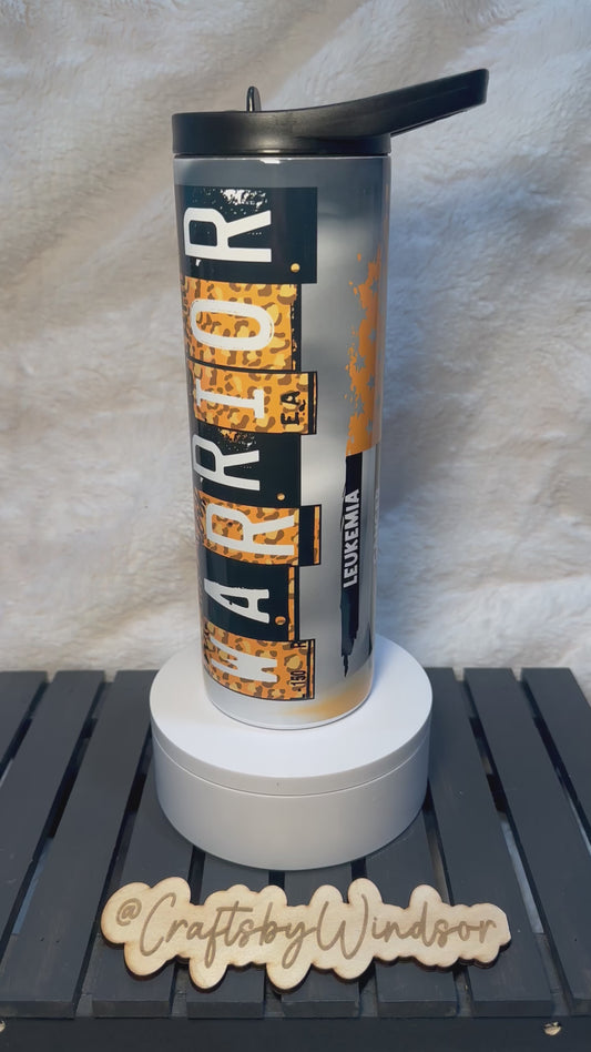 Leukemia Cancer Awareness 20oz Tumbler, Orange Ribbon Cancer Support Cup, Leukemia Warrior Gift