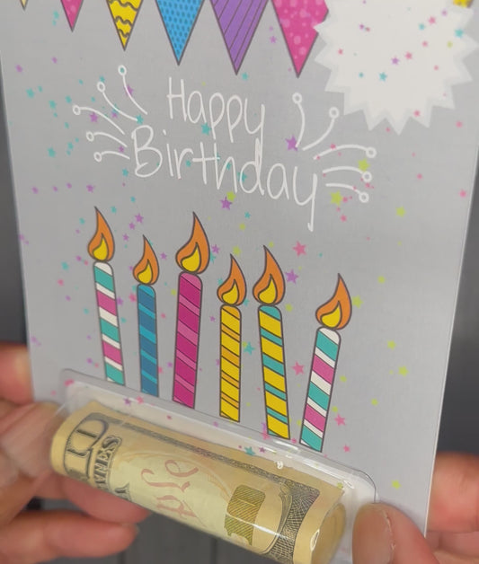 Birthday Money Holder Card, 4x5 Cash Gift Card with Plastic Holder, Fun Birthday Cash Gift