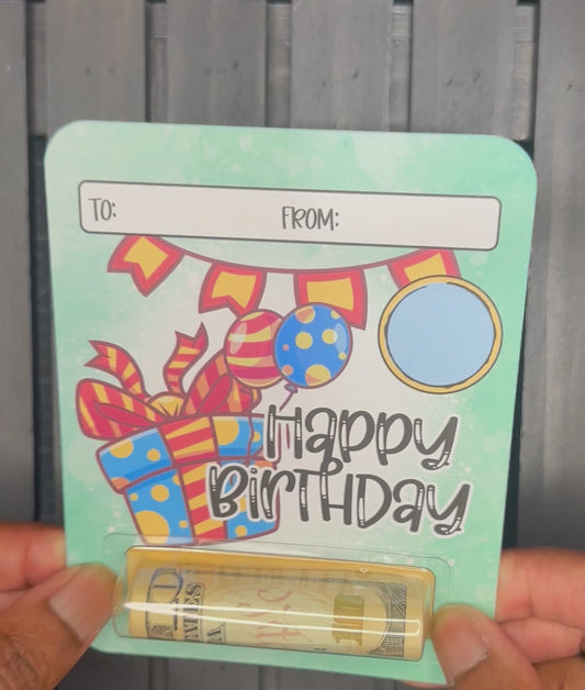 Birthday Money Holder Card, 4x5 Cash Gift Card with Plastic Holder, Fun Birthday Cash Gift